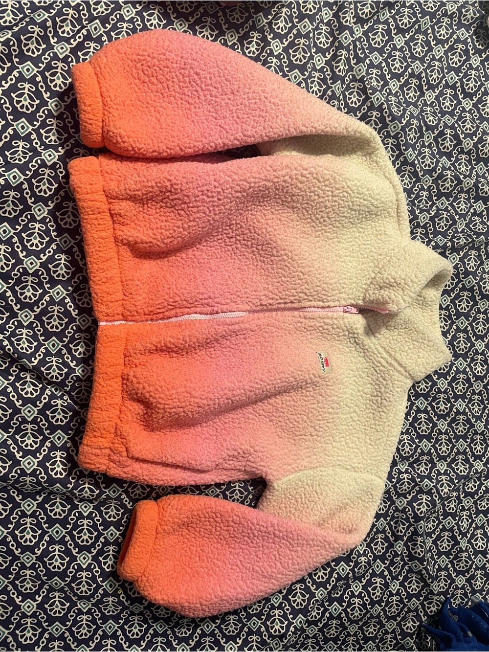 Old Navy Pink to Cream Ombre Plush Zip-Up